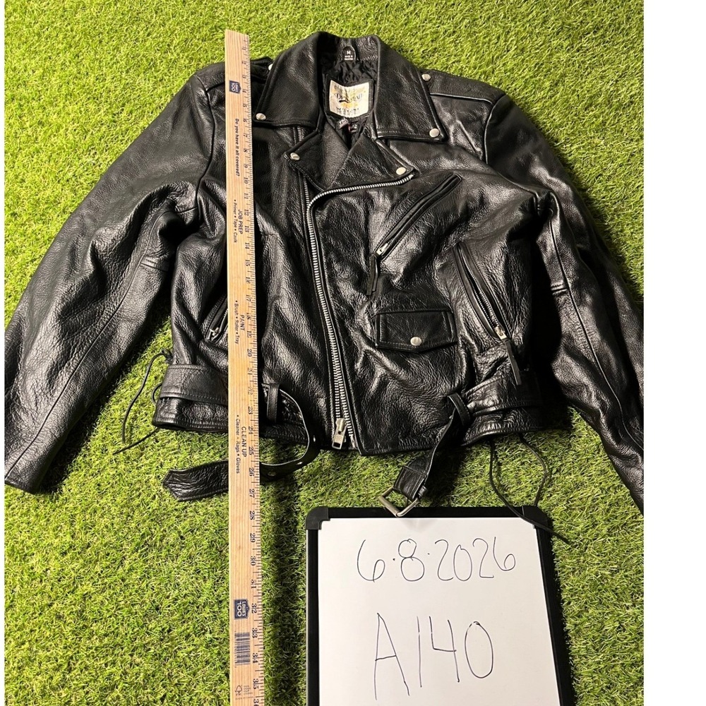 Open Road Wilson's leather Mens M Black Leather Biker Jacket Lace up Moto